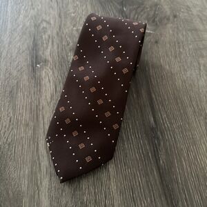 Vintage Sears The Men's Store Tie Brown Geometric Polyester Necktie